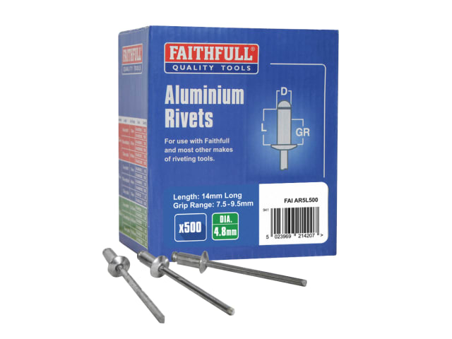 Aluminium Rivets 4.8 x 14mm Long Bulk Pack of 500