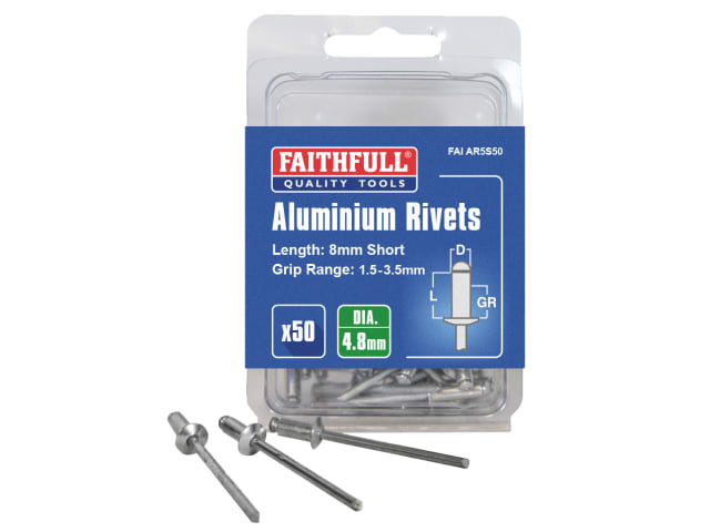 Aluminium Rivets 4.8 x 8mm Short Pre-Pack of 50