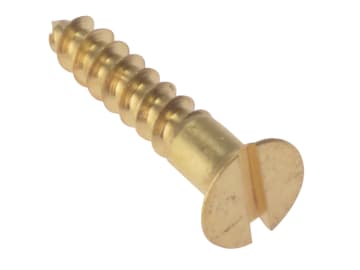 Wood Screw Slotted CSK Solid Brass 1in x 10 Box 200