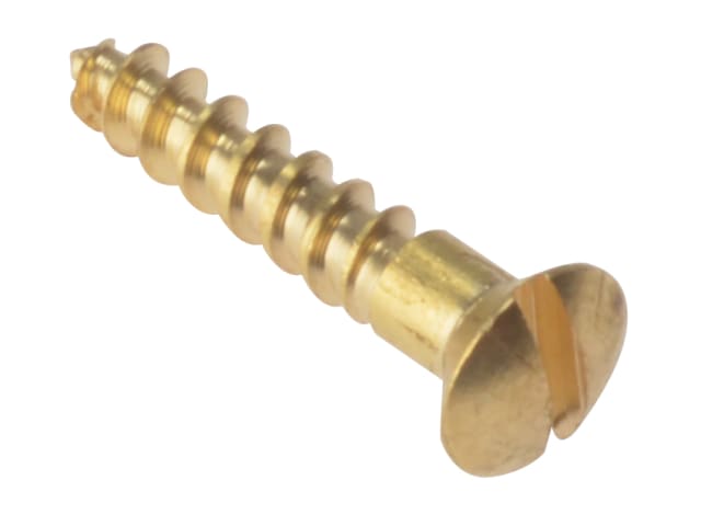 Wood Screw Slotted Raised Head ST Solid Brass 3/4in x 6 Box 200