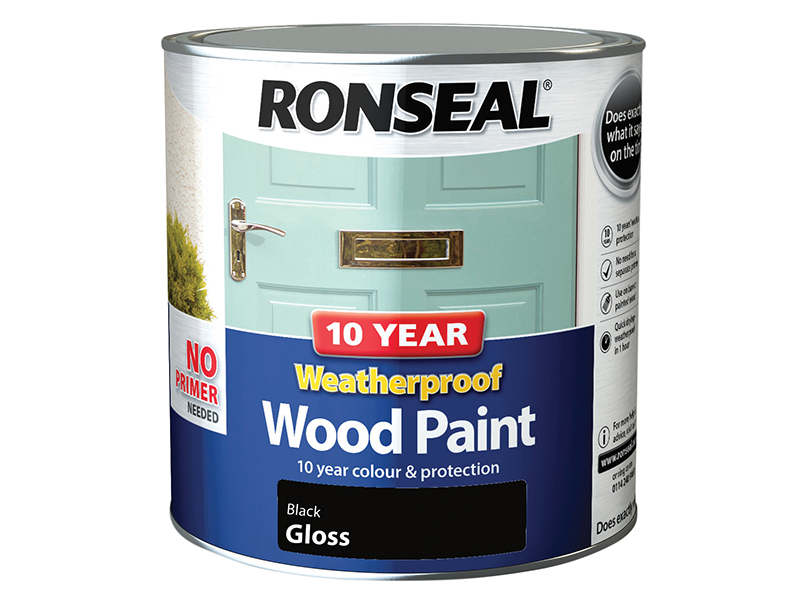 10 Year Weatherproof Wood Paint Black Gloss 2.5 litre