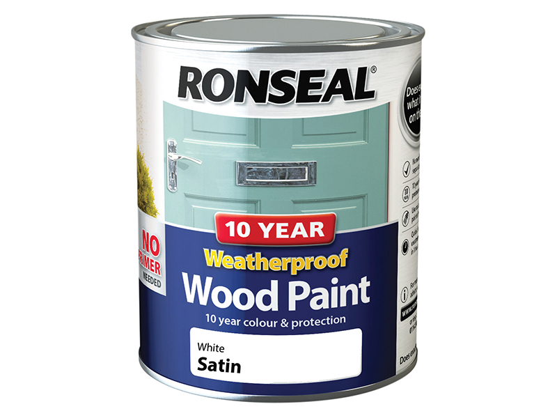 10 Year Weatherproof Wood Paint White Satin 750ml