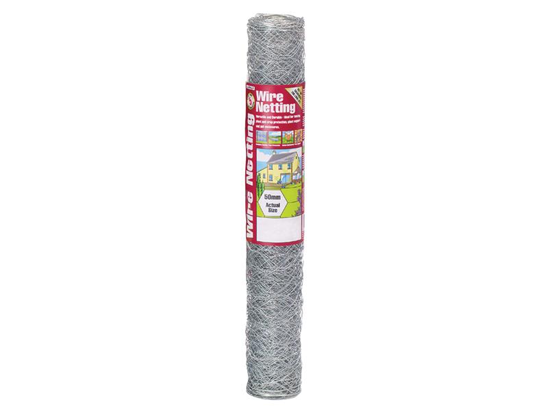 Galvanised Wire Netting 50mm² Hexagon, 10 x 0.6m