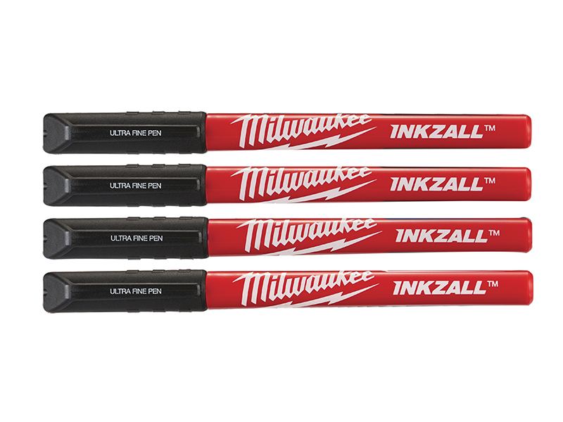 INKZALL Ultra Fine Tip Pen Black (Pack 4)