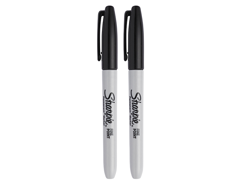 Fine Tip Permanent Marker Black (Pack 2)