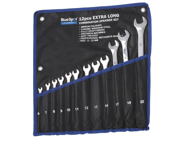 Extra Long Combination Spanner Set, 12 Piece