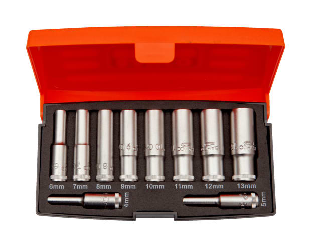 S0810L 1/4in Drive Deep Socket Set, 10 Piece