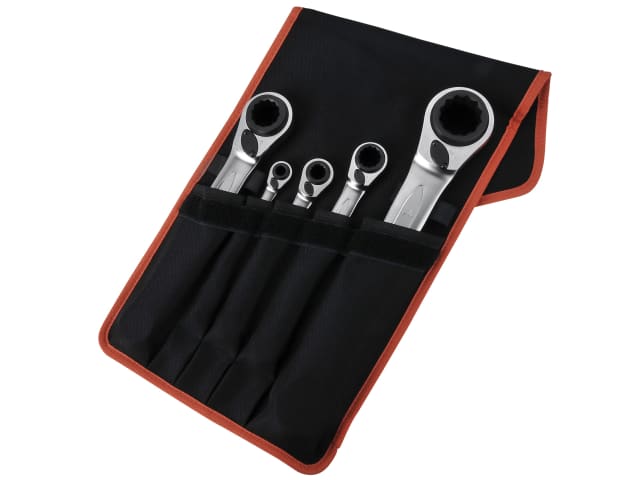 S4RM Series Reversible Ratchet Spanners Set, 5 Piece