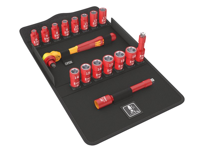 8100 SB 1 Zyklop VDE Socket Set of 17 Metric 3/8in Drive