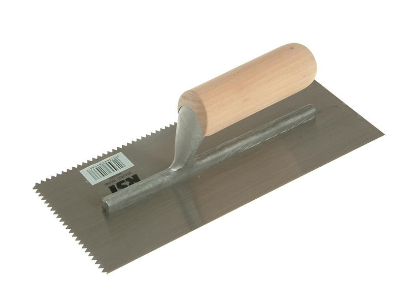 Notched Trowel 5mm V Notches Wooden Handle 11 x 4.1/2in