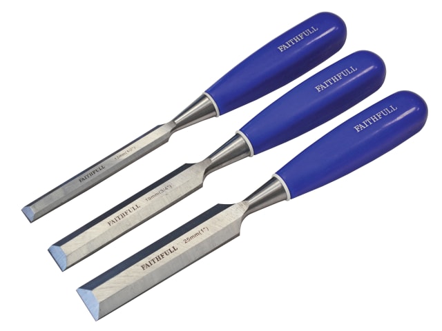 Bevel Edge Chisel Blue Grip Set, 3 Piece