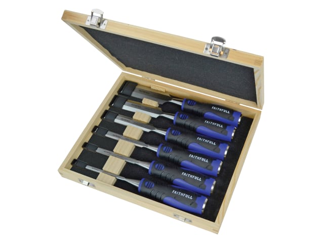 Soft Grip Chisel Set + Storage Box, 6 Piece