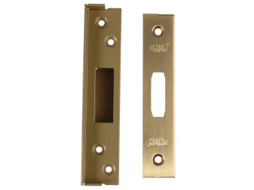 StrongBOLT 2100 Mortice Deadlock Rebate Kit 25mm Polished Brass Box