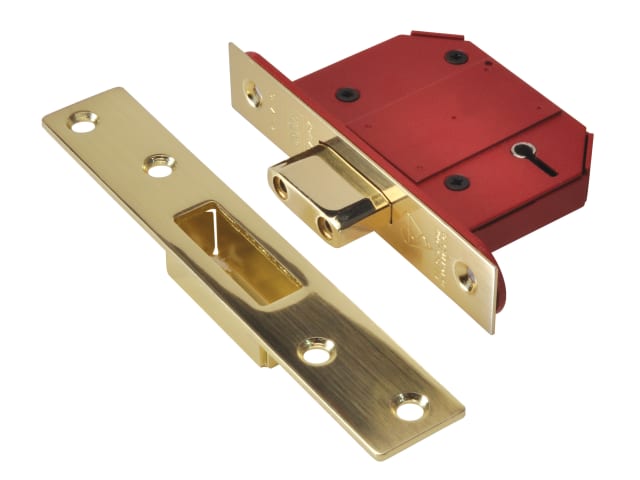 StrongBOLT 2100S BS 5 Lever Mortice Deadlock 68mm 2.5in Satin Brass Box