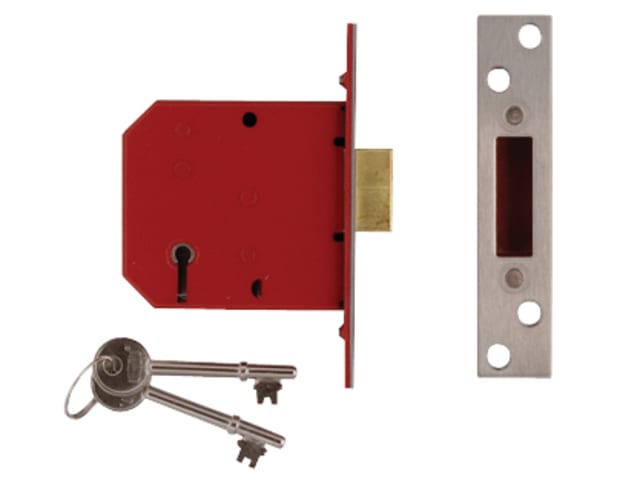 2101 5 Lever Mortice Deadlock Satin Brass Finish 65mm 2.5in Box