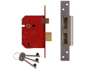 2234E 5 Lever BS Mortice Sashlock Satin Chrome Finish 79.5mm 3in Box