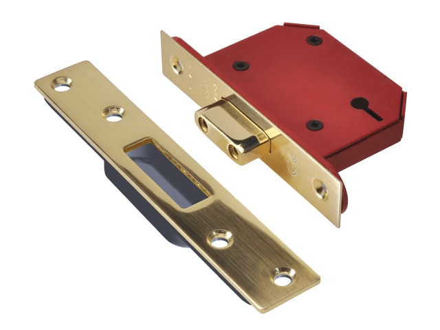 StrongBOLT 2103S 3 Lever Mortice Deadlock Polished Brass 81mm 3in Visi