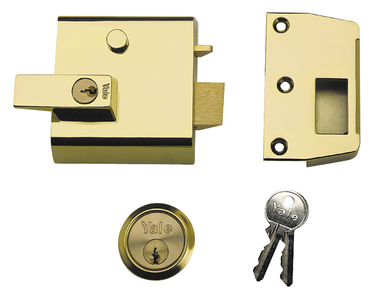 P1 Double Security Nightlatch 60mm Backset Brasslux Finish Visi