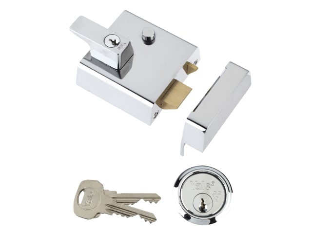 P2 Double Security Nightlatch 40mm Backset Chrome Finish Visi