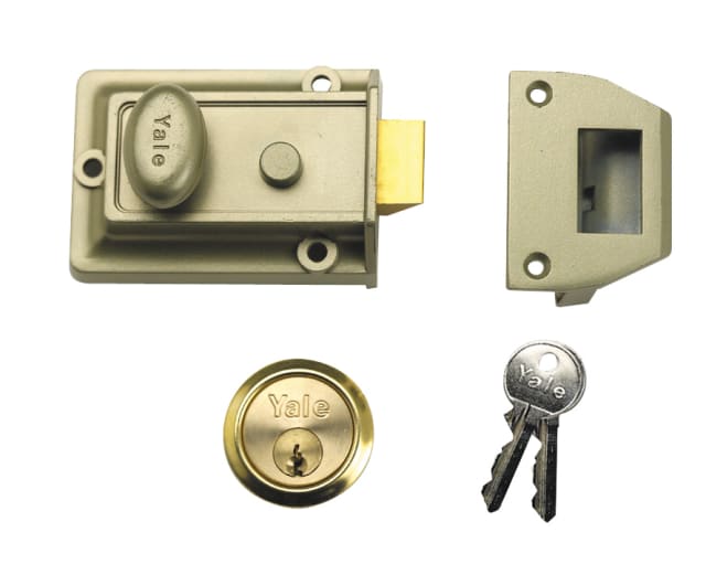 P77 Traditional Nightlatch 60mm Backset Nickel Brass Finish Visi