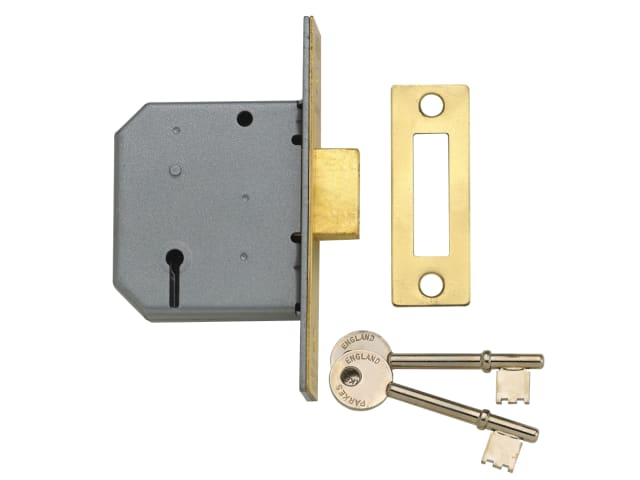 PM322 3 Lever Mortice Deadlock Polished Brass 65mm 2.5in