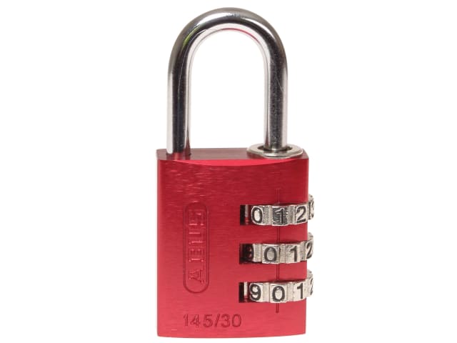 145/30 30mm Aluminium Combination Padlock Red 46578