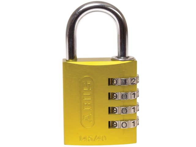 145/40 40mm Aluminium Combination Padlock Yellow 49535