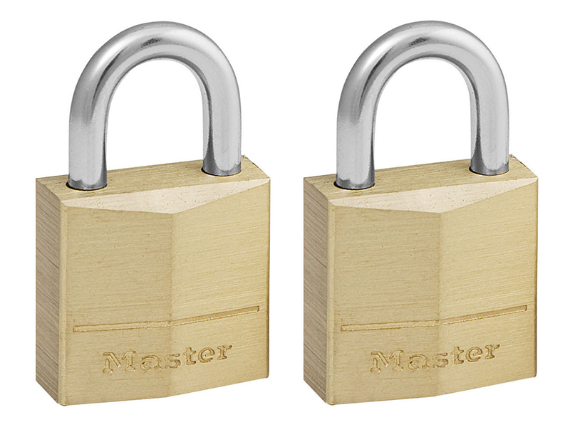 Solid Brass 20mm Padlock 3-Pin - Keyed Alike x 2