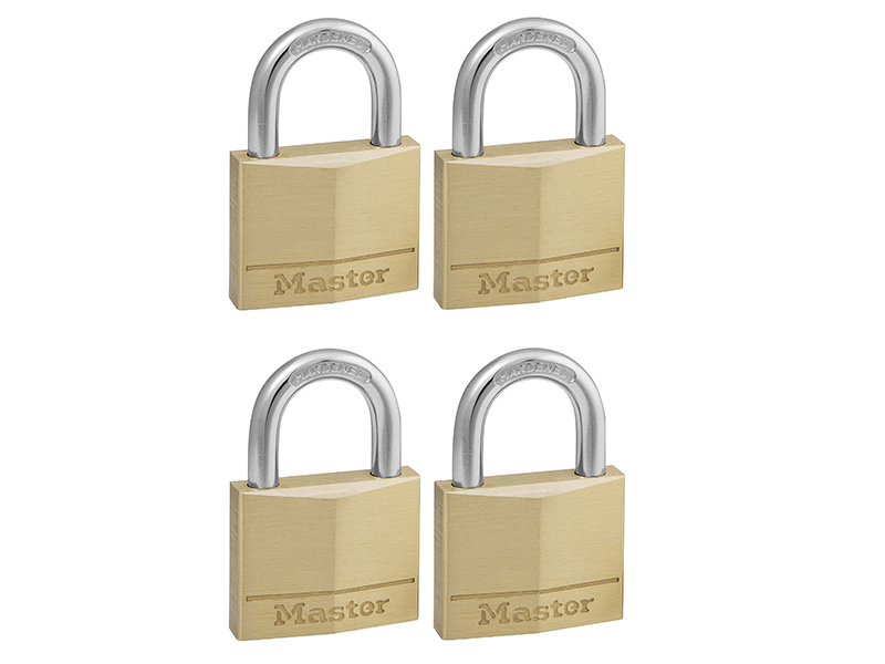 Solid Brass 40mm Padlock 4-Pin - Keyed Alike x 4