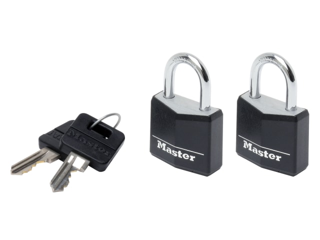 Aluminium Black Vinyl Cover 30mm Padlock 4-Pin - Keyed Alike x 2