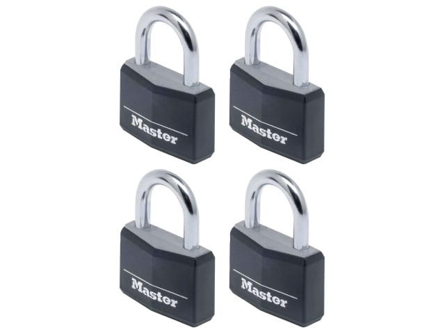 Aluminium Black Vinyl Cover 40mm Padlock 4-Pin - Keyed Alike x 4