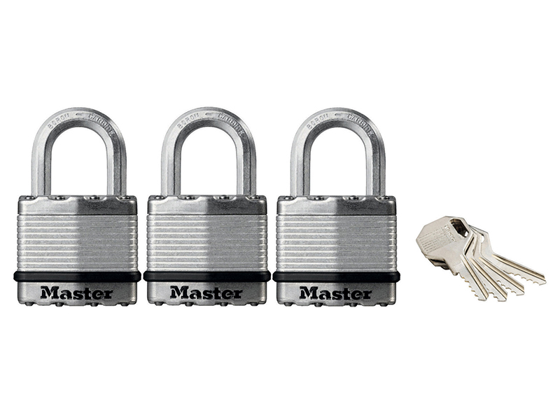 Excell Laminated Steel 45mm Padlock - 24mm Shackle - Keyed Alike x 3