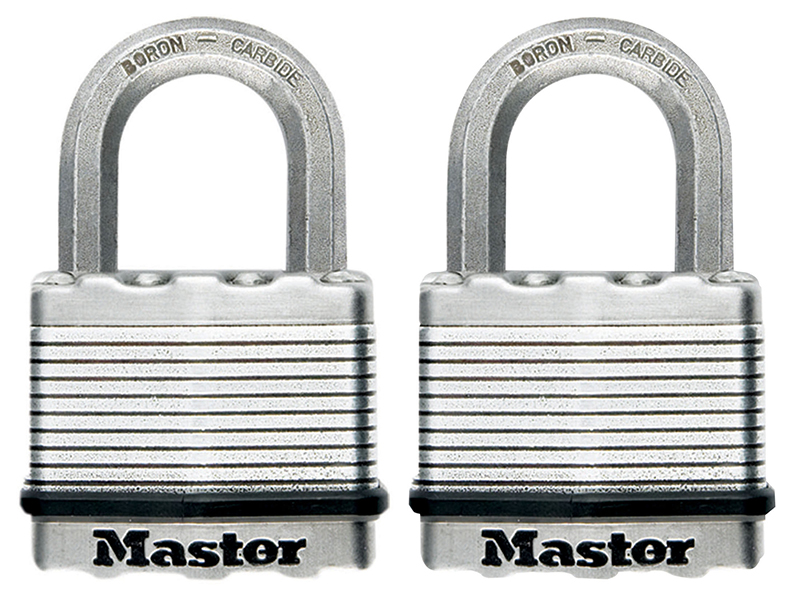 Excell Laminated Steel 50mm Padlock - 25mm Shackle - Keyed Alike x 2