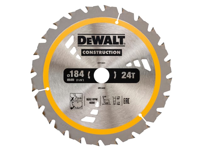 Cordless Construction Trim Saw Blade 184 x 20mm x 24T