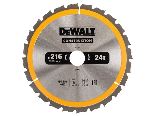 Stationary Construction Circular Saw Blade 216 x 30mm x 24T ATB/Neg