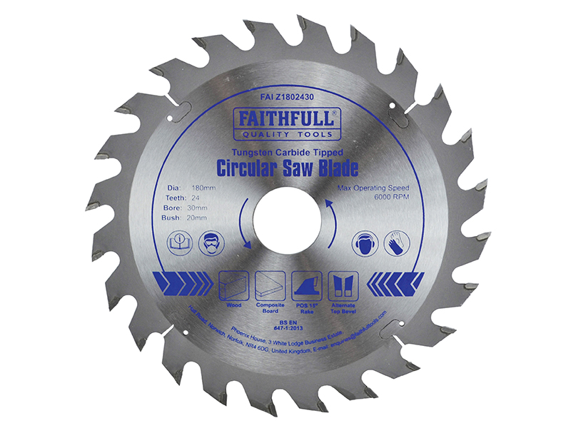 TCT Circular Saw Blade 180 x 30mm x 24T POS