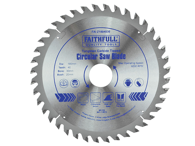 TCT Circular Saw Blade 180 x 30mm x 40T POS