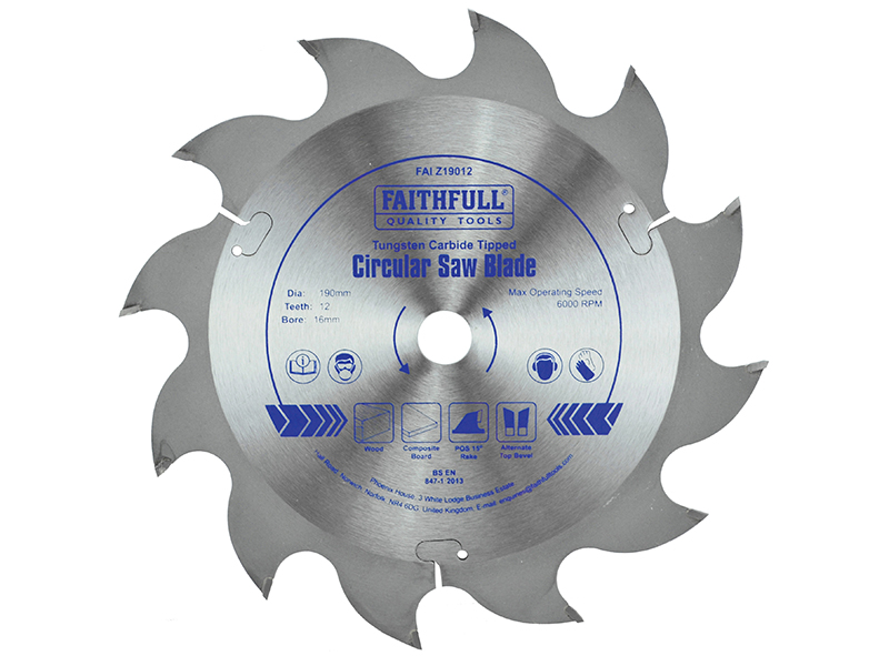 TCT Circular Saw Blade 190 x 16mm x 12T POS