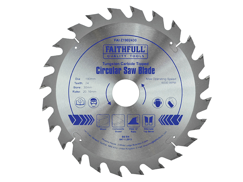 TCT Circular Saw Blade 190 x 30mm x 24T POS