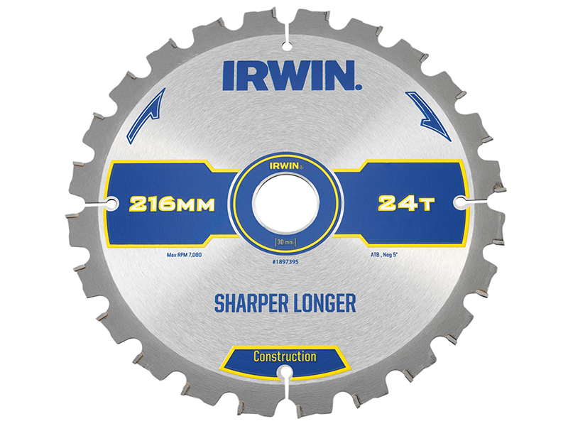 Construction Mitre Circular Saw Blade 216 x 30mm x 24T ATB/Neg