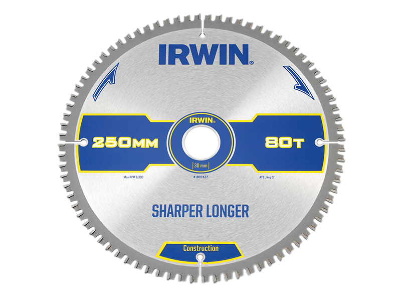 Construction Mitre Circular Saw Blade 250 x 30mm x 80T ATB/Neg