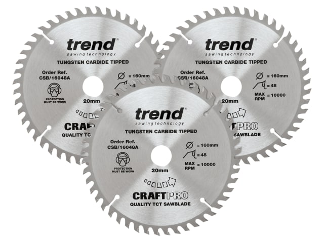 CraftPro Plunge Saw Blade 160 x 20mm x 48T (Pack 3)