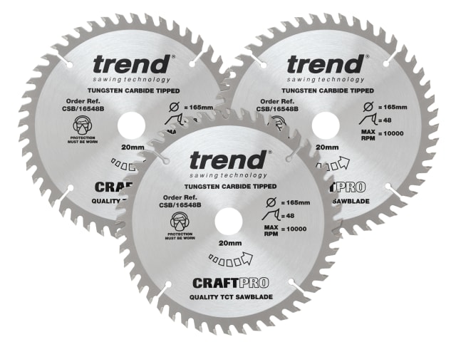 CraftPro Plunge Saw Blade 165 x 20mm x 48T (Pack 3)