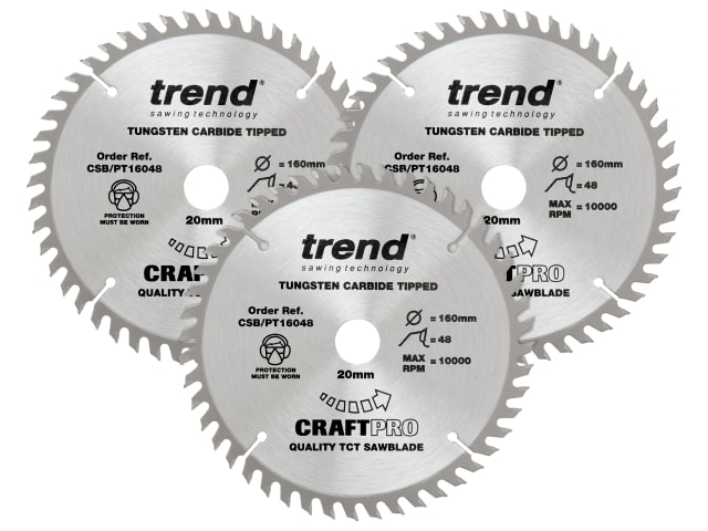 CraftPro Panel Trim Saw Blade 160 x 20mm x 48T (Pack 3)