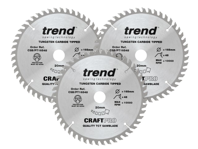 CraftPro Panel Trim Saw Blade 165 x 20mm x 48T (Pack 3)