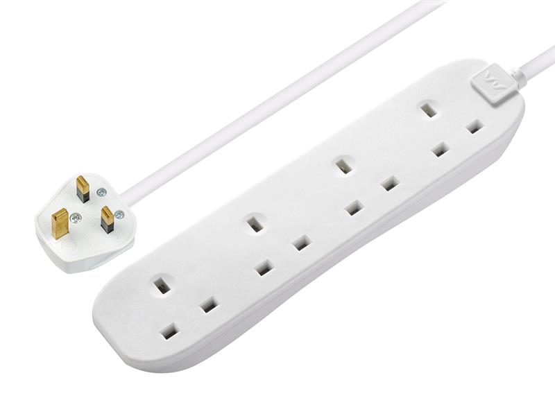 Extension Lead 240V 4-Gang 13A White 2m