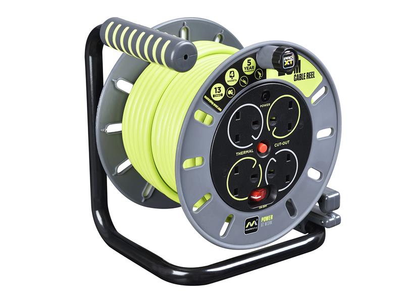 PRO-XT Open Cable Reel 240V 13A 4-Socket 25m