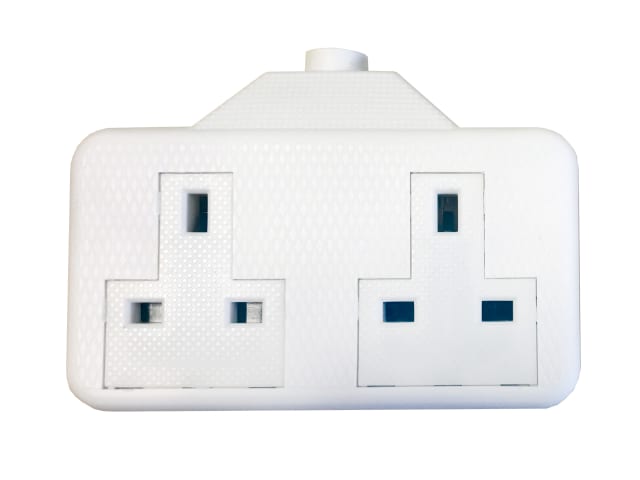 White Trailing Extension Socket 13A 2-Gang