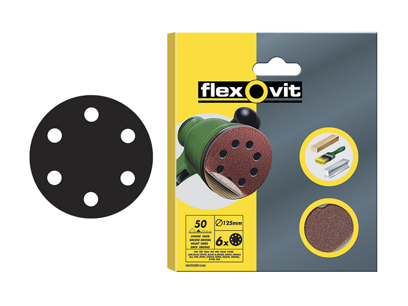 Hook & Loop Sanding Disc 150mm Coarse 50G (Pack 6)