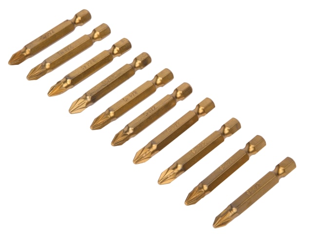 Titanium Coated Screwdriver Bits PZ2 x 50mm (Pack 10)